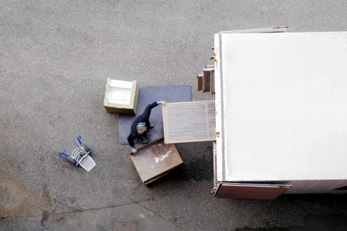 Delivery truck and moving equipment prepared for relocation